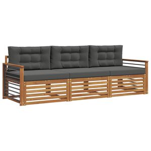 vidaXL Ensemble de canap&eacute;s d'ext&eacute;rieur 3 pcs Naturel et Anthracite