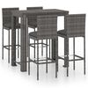 vidaXL Ensemble de bar d'ext&eacute;rieur 5 pcs coussins R&eacute;sine tress&eacute;e Gris