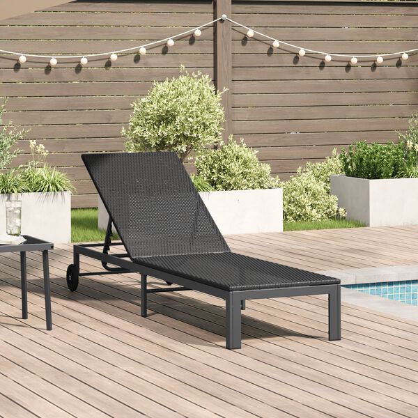 vidaXL Transat 1-personne Noir 206 x 62.5 x 74 cm polyrotin