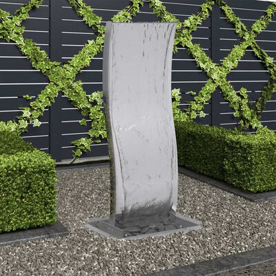 vidaXL Fontaine de jardin avec pompe Acier inoxydable 90 cm Courbé