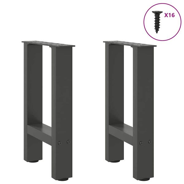 vidaXL Pieds de table basse Anthracite 2 pi&egrave;ces 28 x (42-43) cm Acier