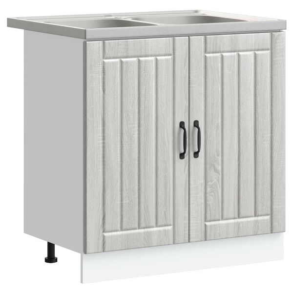 vidaXL Meuble sous &eacute;vier Lucca 2 pcs Gris Sonoma Bois d'ing&eacute;nierie