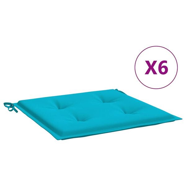 vidaXL Coussins de chaise de jardin lot de 6 turquoise 50x50x4cm tissu