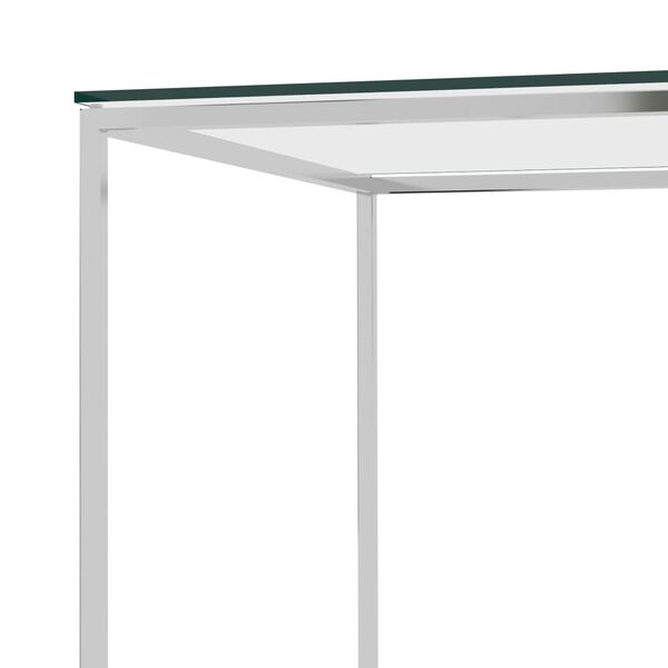 vidaXL Table basse Argent&eacute; 120x60x45 cm Acier inoxydable et verre