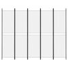 vidaXL Cloison de séparation 5 panneaux Blanc 250x200 cm Tissu