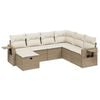 vidaXL Salon de jardin avec coussins 7 pcs beige r&eacute;sine tress&eacute;e
