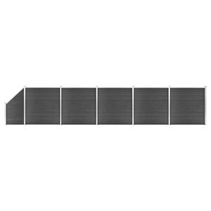 vidaXL Ensemble de panneau de cl&ocirc;ture WPC 965x(105-186) cm Noir