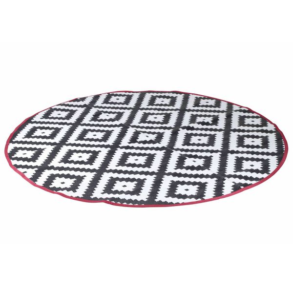 Bo-Camp Tapis d'ext&eacute;rieur Chill mat Falconwood 2 m rond noir et blanc