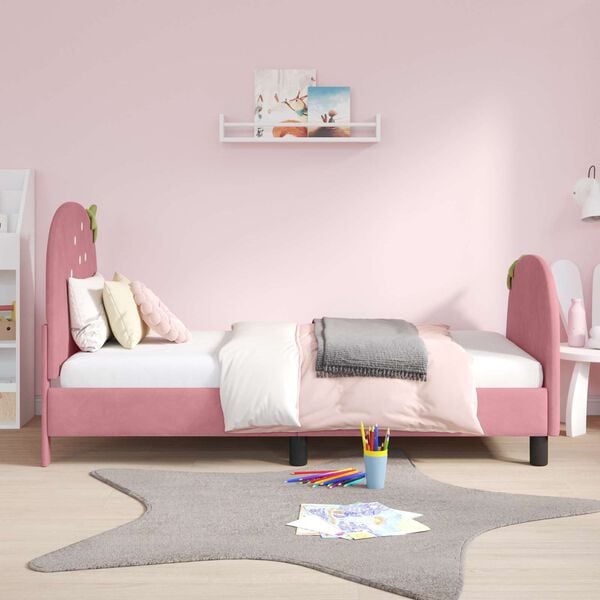 vidaXL Cadre de lit pour enfants avec tête de lit Rose 80 x 160 cm