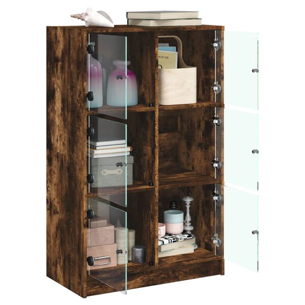 vidaXL Buffet haut avec portes ch&ecirc;ne fum&eacute; 68x37x109 cm bois ing&eacute;nierie