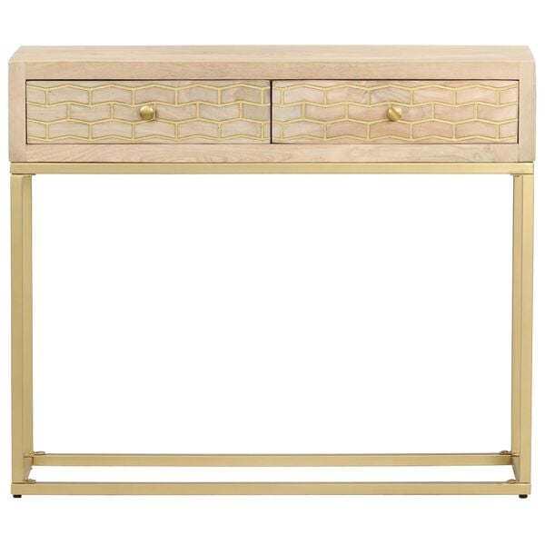 vidaXL Table console doré 90x30x75 cm bois solide de manguier