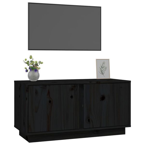 vidaXL Meuble TV Noir 80x35x40,5 cm Bois de pin massif