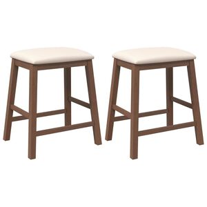 vidaXL chaises de bar avec coussins 2 pcs marron bois massif d'h&eacute;v&eacute;a