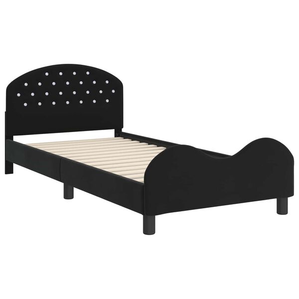 vidaXL Cadre de lit pour enfants avec t&ecirc;te de lit Noir 90 x 200 cm