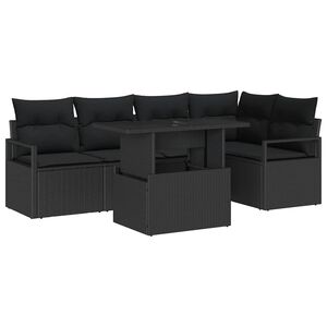 vidaXL Ensemble de canap&eacute; de jardin 6 pcs Noir Poly rotin