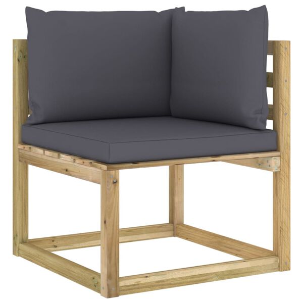 vidaXL Salon de jardin 9 pcs avec coussins bois de pin impr&eacute;gn&eacute;