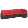 vidaXL Ensemble de canap&eacute; de jardin 6 pc Marron et rouge polyrotin