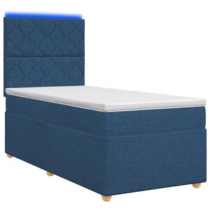 vidaXL Lit boxspring avec matelas Bleu 100 x 200 cm Tissu