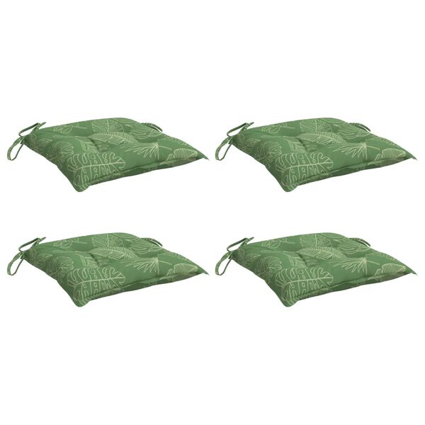 vidaXL Coussins de chaise lot de 4 &agrave; motif de feuilles 50x50x7cm tissu