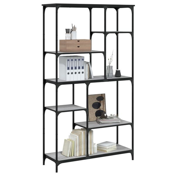 vidaXL Biblioth&egrave;que sonoma gris 99x35,5x176cm bois ing&eacute;nierie et acier