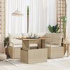 vidaXL Ensemble de canapé de jardin 5 pcs Beige Poly rotin