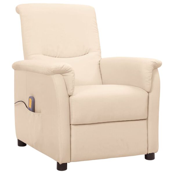 vidaXL Fauteuil de massage Crème Tissu