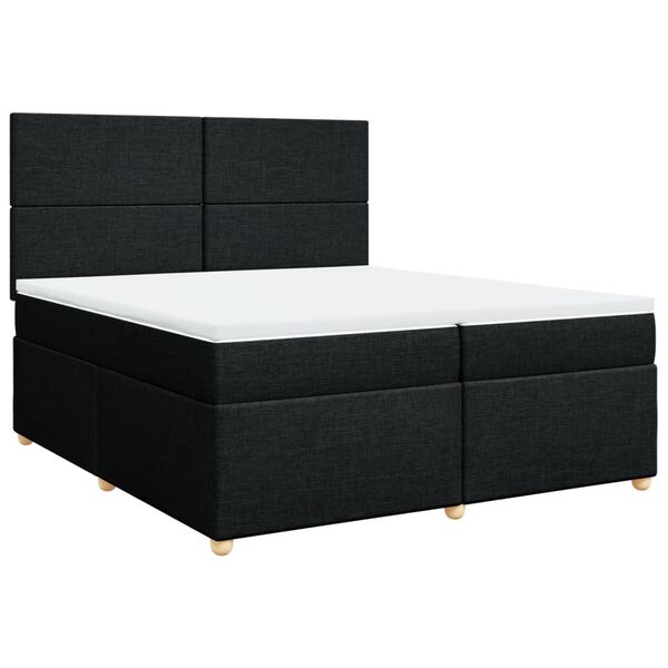 vidaXL Sommier &agrave; lattes de lit avec matelas Noir 200x200 cm Tissu