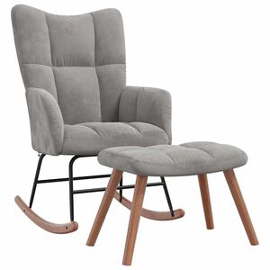 vidaXL Chaise &agrave; bascule avec repose-pied Gris clair Velours