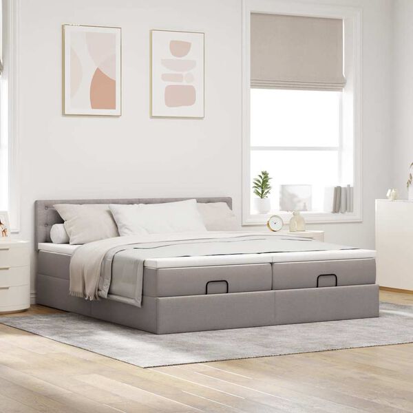 VidaXL Cadre de lit ottoman avec matelas taupe 160x200 cm tissu