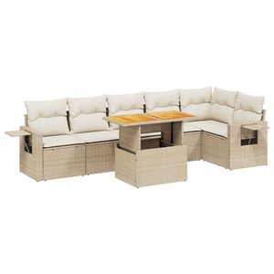 vidaXL Salon de jardin avec coussins 7 pcs beige r&eacute;sine tress&eacute;e