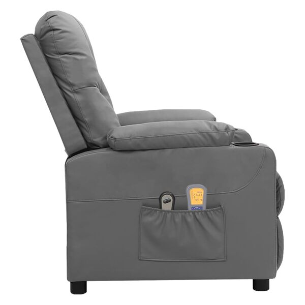vidaXL Fauteuil de massage &eacute;lectrique Gris Similicuir
