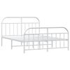 vidaXL Cadre de lit m&eacute;tal sans matelas et pied de lit blanc 140x190 cm