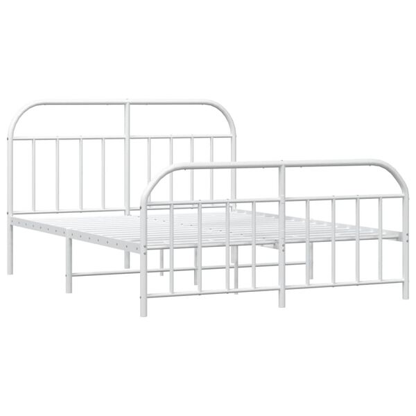 vidaXL Cadre de lit m&eacute;tal sans matelas et pied de lit blanc 140x190 cm