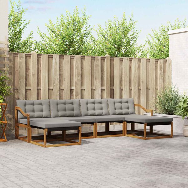 vidaXL Ensemble de canap&eacute;s d'ext&eacute;rieur 6 pcs Gris Naturel et Clair