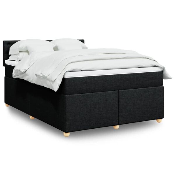 vidaXL Sommier &agrave; lattes de lit avec matelas Noir 160x200 cm Tissu