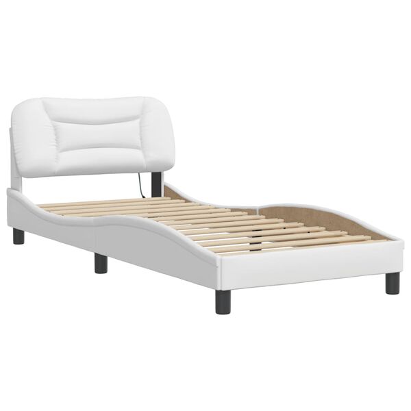 vidaXL Cadre de lit avec LED sans matelas Hvar blanc 80x200 cm