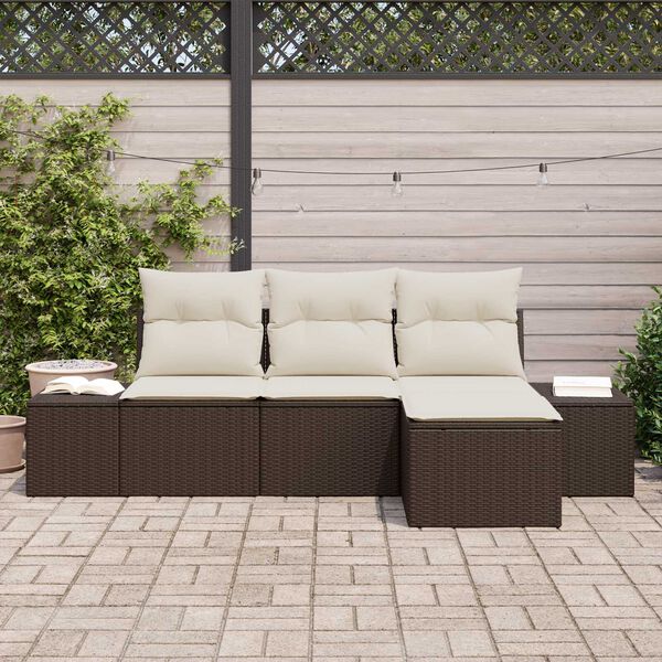vidaXL Ensemble de canap&eacute; de jardin 4 pcs Marron polyrotin