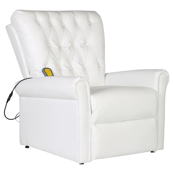 vidaXL Chaise de massage &eacute;lectrique Blanc cr&egrave;me 78 x 148 x 71 cm