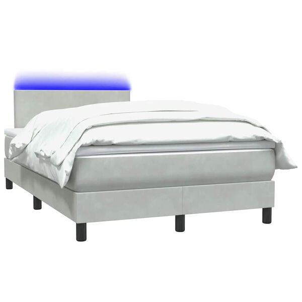 vidaXL Sommier &agrave; lattes de lit et matelas et LED gris clair 120x210cm velours