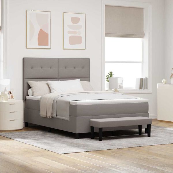 vidaXL Lit &agrave; ressorts avec matelas Taupe 140 x 200 cm tissu