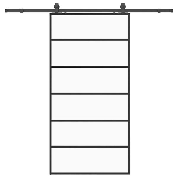 vidaXL Porte coulissante kit de quincaillerie noir 102x205cm verre ESG
