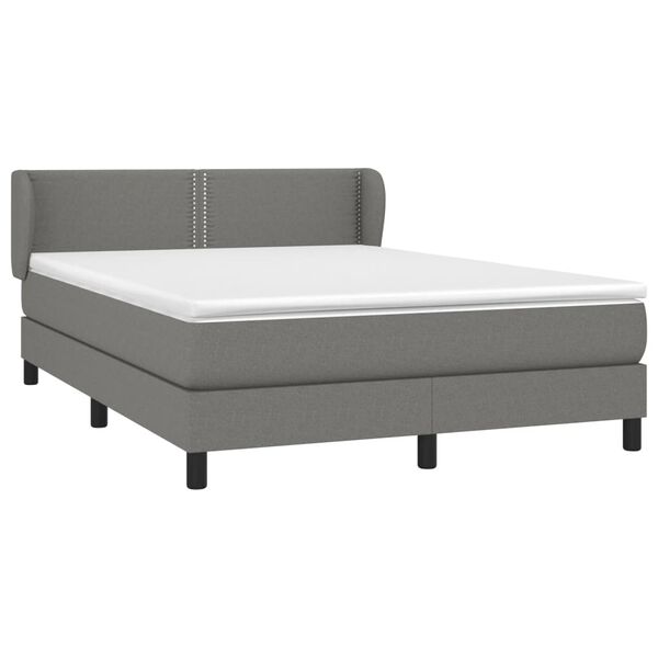 vidaXL Sommier &agrave; lattes de lit avec matelas Gris fonc&eacute; 140x200cm Tissu