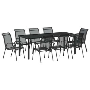 vidaXL Ensemble de salle &agrave; manger pour jardin 9 pcs Noir