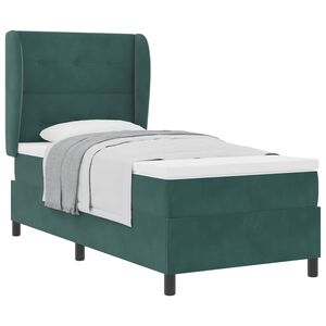 vidaXL Lit &agrave; ressorts avec matelas Vert fonc&eacute; 190 x 90 cm Velours