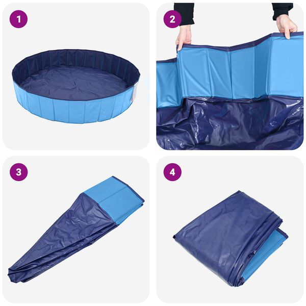 vidaXL Piscine de nage pliable pour chien Bleu 120 x 120 x 30 cm PVC