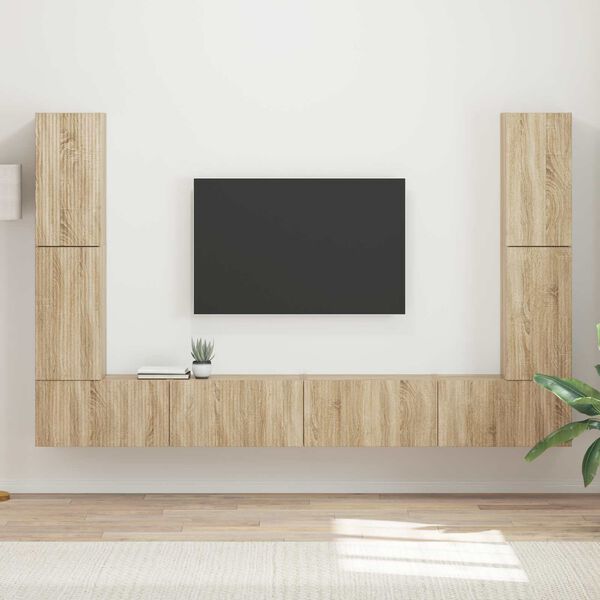 vidaXL Ensemble meuble TV 8 pcs Ch&ecirc;ne Sonoma Bois d'ing&eacute;nierie