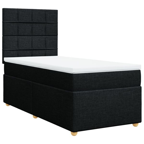 vidaXL Sommier &agrave; lattes de lit avec matelas Noir 90x200 cm Tissu