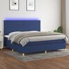 vidaXL Sommier &agrave; lattes de lit et matelas et LED Bleu 200x200 cm Tissu