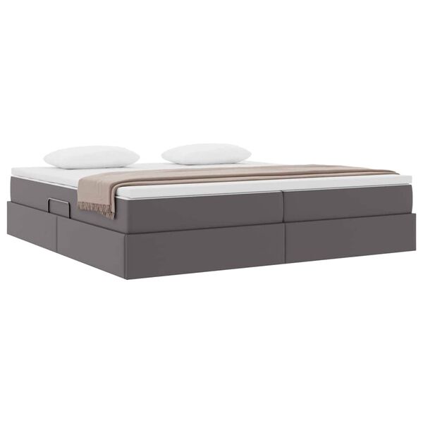 vidaXL Lit avec rangement et matelas Gris 200 x 200 cm Simili cuir