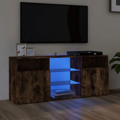 vidaXL Meuble TV avec lumières LED Chêne fumé 120x30x50 cm